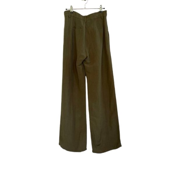 Paige Dallas Linen Blend Pleated Trouser Pants Green 2 - Picture 3 of 14